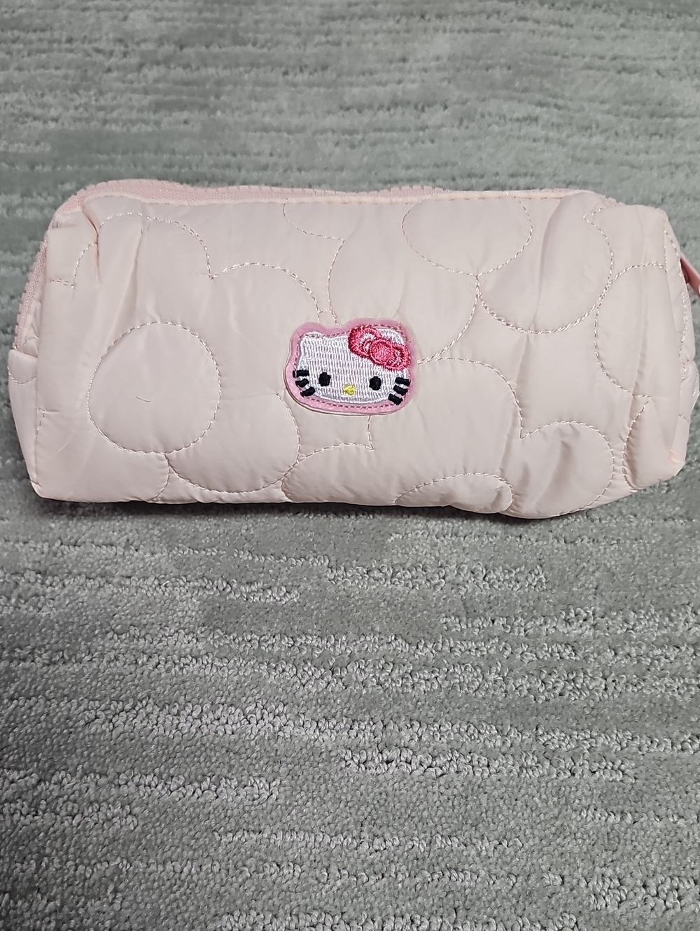 Hello Kitty Pink Quilted Zipper Pouch Bag Cute Kawaii Makeup Purse NIP